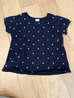 petit main ネイビー ハート柄 Tシャツ 110