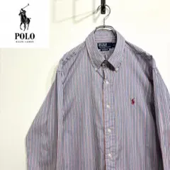 超人気❗️ラルフローレン　ワンポイントロゴシャツ　L 90s刺繍古着希少レア長袖