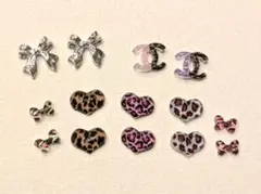 ヒョウ柄・リボンデザイン ネイルパーツ セット