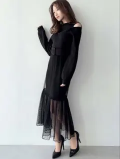 RESEXXY チュールマーメイドセットニットワンピース ブラック