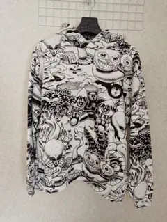 美品! RIPNDIP 総柄 裏起毛 スウェットパーカー M 白 ゆるダボのサムネイル