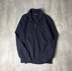 POLO Ralph Lauren ハーフジップ コットンニット ネイビー 紺
