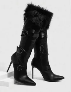 ロングブーツ　ファー付き　ヒール