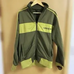 【レア】80s adidas トラックジャケット　オリーブグリーン　万国旗タグ