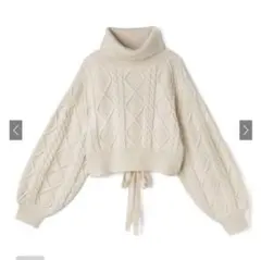 バックリボンケーブル編みショートニットトップス [mb1223] GRL