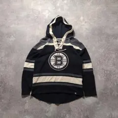 NHLボストンブルーインズアイスホッケースウェットパーカー47BRAND古着黒S