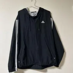 90's adidasアディダス プルオーバー 黒 M ドローコード付き