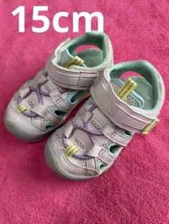 ムーンスター　メッシュ　サンダル　15cm パープル　ピンク