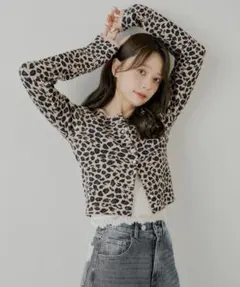 【SALON by Chico】レオパード柄コンパクトカーディガン