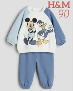 H&M 新品 ミッキーマウス セットアップ 90スウェットトップスジョガーパンツ