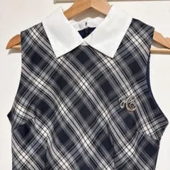 ミシェルマカロン風 襟付きチェックワンピース