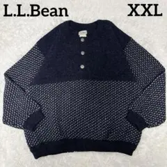 【2XL美品】 L.L.Bean バーズアイニット ハーフボタン ノルウェー製