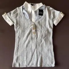 CECIL McBEE グレー Vネック 半袖ニット M 2WAY 新品 38