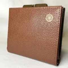 新品 皇居財布 皇居限定 折り財布 がま口 菊の御紋 シボレザー 牛革 ブラウン