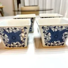 和食器 角小鉢 4個 有田焼 幸楽窯 藍染風 染付 青、紺色のサムネイル