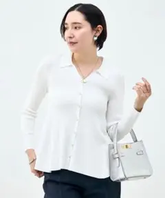 26SS◇ ノーリーズソフィー リブフレアスキッパーポロ襟カーディガンのサムネイル