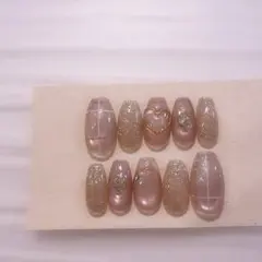 現品　ネイルチップ　フラッシュ　マグネット　リボン　チェック