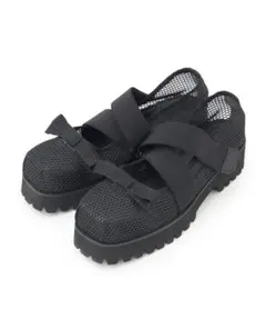 完売品 COCO DEAL 厚底クロスリボンバレエシューズ