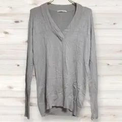 F0065 ローリーズファーム ニット セーター 長袖 (L) 無地 グレー