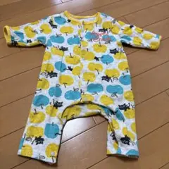 Apple Cheek 猫とリンゴ柄ロンパース60-70
