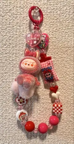 ラブブ　赤×ピンク　ストラップ