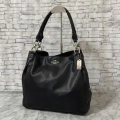 COACH コーチ・レザー トートバッグ肩掛け 無地 ブラック