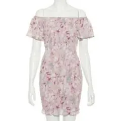 SNIDEL プリントシャーリングタイトミニワンピース　ピンク