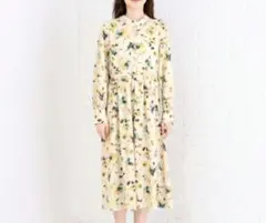 indexインデックスぼかしフラワーVスリットワンピース