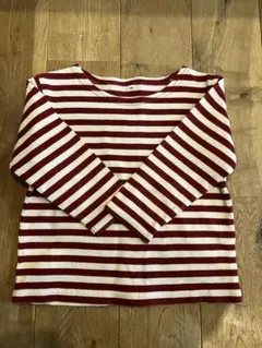 赤と白のストライプ 長袖カットソー