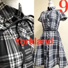 美品！ヨークランド　YORKLAND リボン付　タータンチェック　ワンピース　9