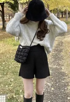【GRL】ハイウエストリブニットショートパンツ 試着のみ　Mサイズ