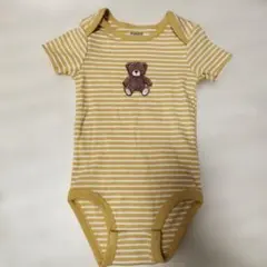 Pekkle ストライプ クマ刺繍ロンパース 18M