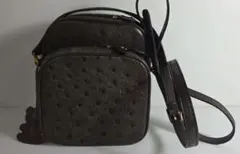 オーストリッチレザー ショルダーバッグ ダークブラウン 新品 y78