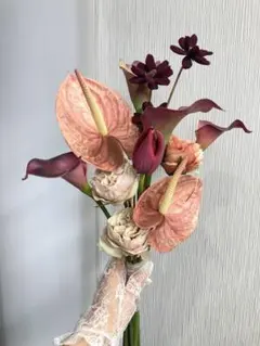 Haruka様コーラルオレンジピンクボルドークラッチブーケウエディングテラコッタ