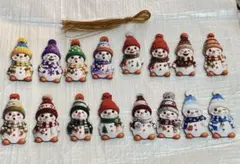 クリスマスオーナメント 木製 紐付き 雪だるま A 16個セット