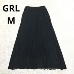 GRL プリーツロングスカート ブラック M