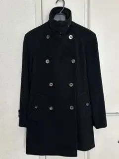 BURBERRY ブラック ダブルブレストコート(ラグラン袖)