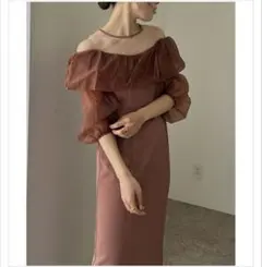 LE'URE オフショルダーバルーンドレス ブラウン　リルアー　秋冬