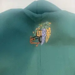 花井幸子色無地 深緑色 刺繍紋入り　正絹　比翼仕立て　重ね衿のサムネイル