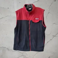 Columbia フリースベスト XL レッド×ブラック バイカラー 古着