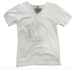 AxtioNホワイト Vネック Tシャツ y2k 平成ファッション
