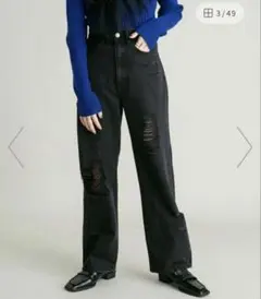 KBF　ダメージデニム　BLACK サイズ38