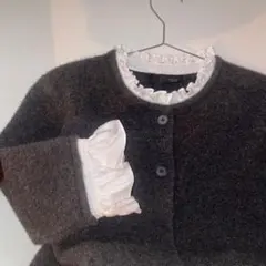 ZARA グレー フリル付きカーディガン L