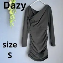 Dazy【S】オフショルダードレス ストレッチ　サイドギャザー　ブラック