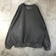 B915古着　トレーナー　スウェット　チャコール　無地　90s Y2K