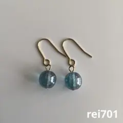 No.435 シンプル　チェコビーズ(モンタナラスター)一粒ピアス　イヤリング