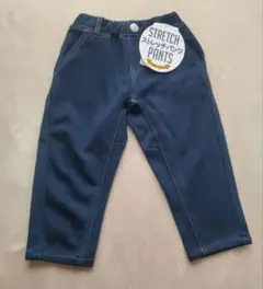 新品未使用　ネイビー　ストレッチパンツ(size90)