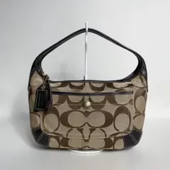 2501-209｜美品｜コーチ シグネチャー ハンドバッグ ダークブラウン