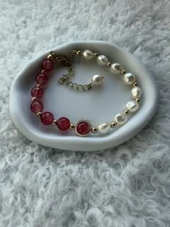 天然石　パールブレスレット　ストーンブレスレット