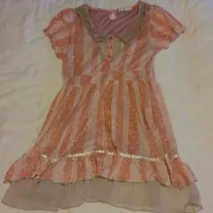 アクシーズ　ドットストライプ　チュニックワンピース